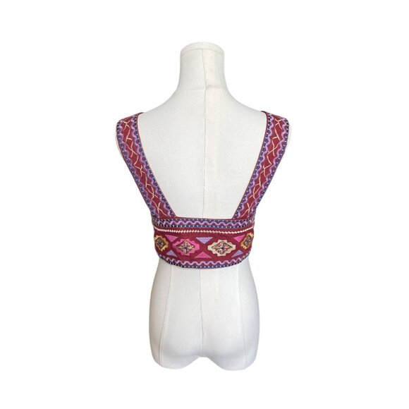Commense Boho Embroidered Crop Top XS Festival Western Beach Coastal Hippie - Picture 3 of 7